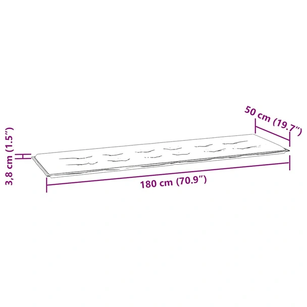 Възглавница за пейка, нейви синьо, 180x50x4 см, Оксфорд плат - VL378521 - Image 7
