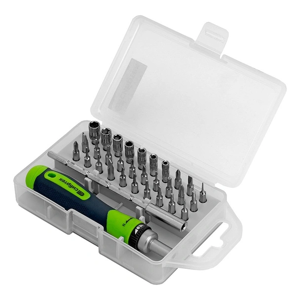 Реверсивна отвертка за фина механика с битове и вложки 32 части СИБРТЕХ