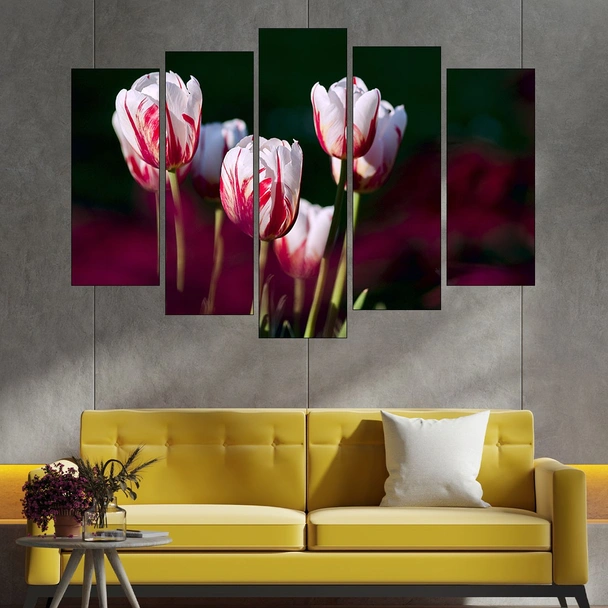 Червено-бели лалета - картина пано за стена - Image 3