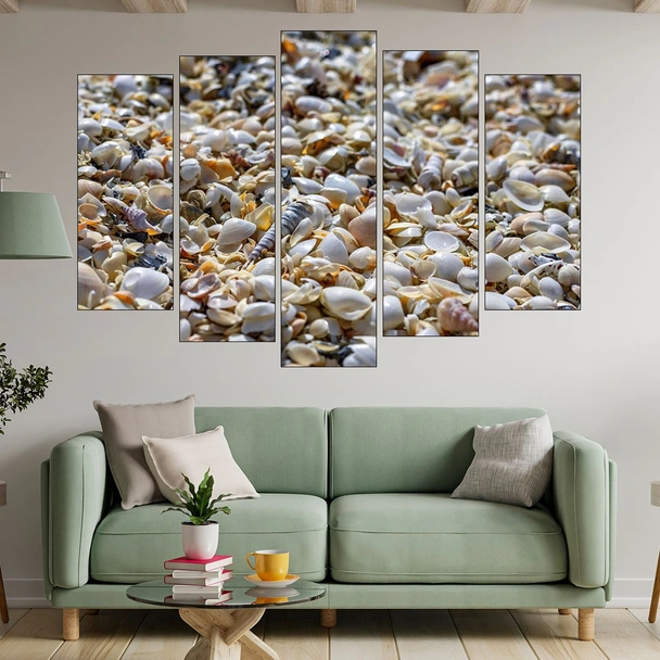 Мидени черупки на плажа - картина пано за стена - Image 3