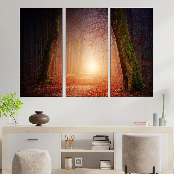 Есенна пътека в мъглата - картина пано за стена - Image 2