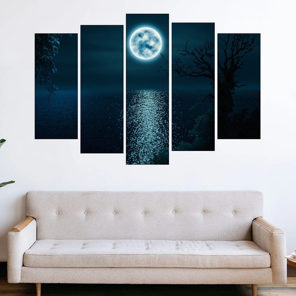 Лунна пътека през езерото - картина пано за стена - Image 3