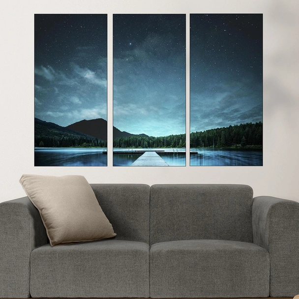 Звездно небе над езерото - картина пано за стена - Image 2