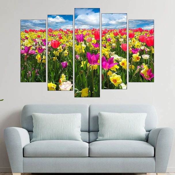 Нарциси  и лалета и в полето - картина пано за стена - Image 3