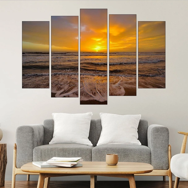 Пейзаж на красив залез в океана - картина пано за стена - Image 3