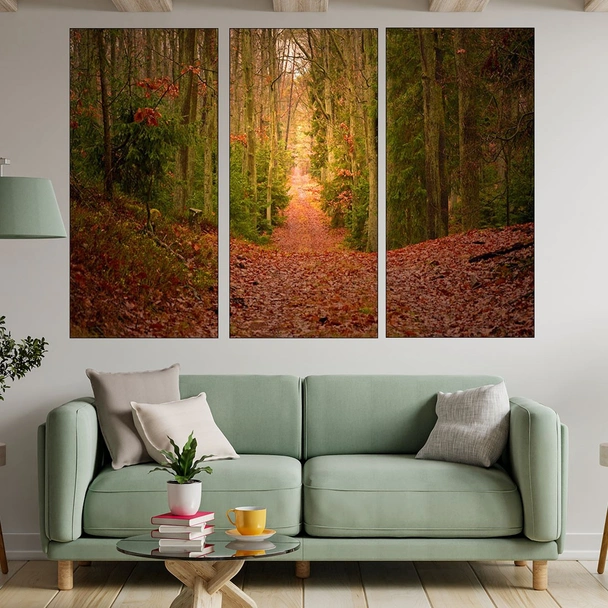 Есенна пътека в иглолистна гора - картина пано за стена - Image 2