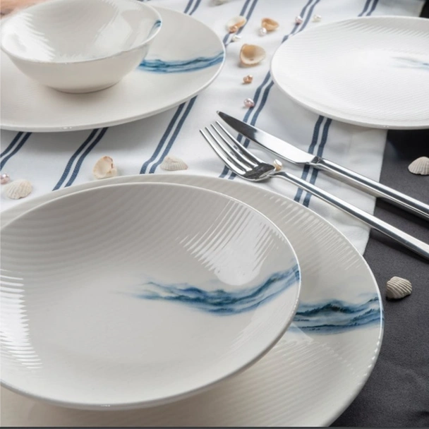 Порцеланов сервиз за хранене 24 части Морски вълни FARIKA - Image 2