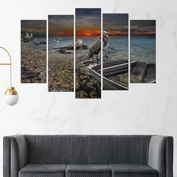 Порутена лодка на брега - картина пано за стена - Image 3