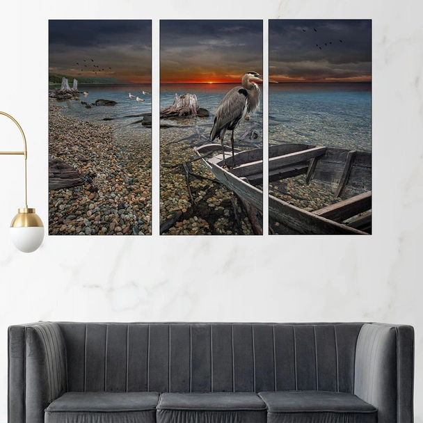 Порутена лодка на брега - картина пано за стена - Image 2