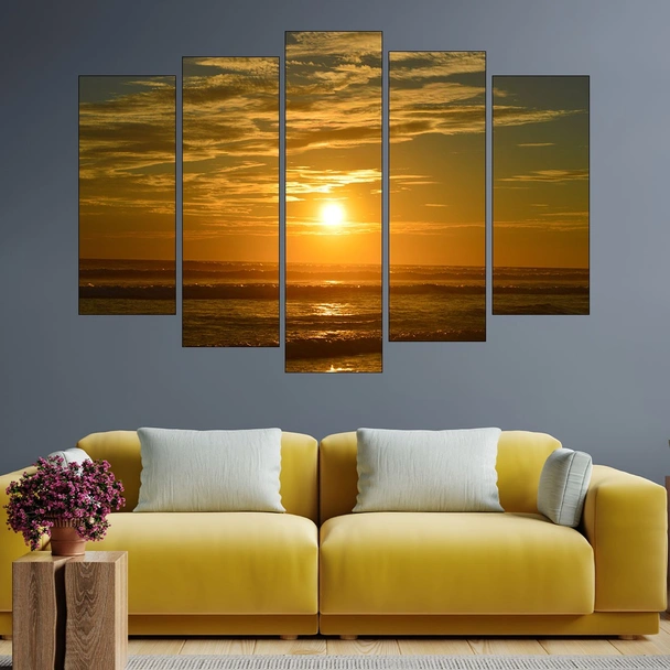 Залез в океана над хоризонта - картина пано за стена - Image 3