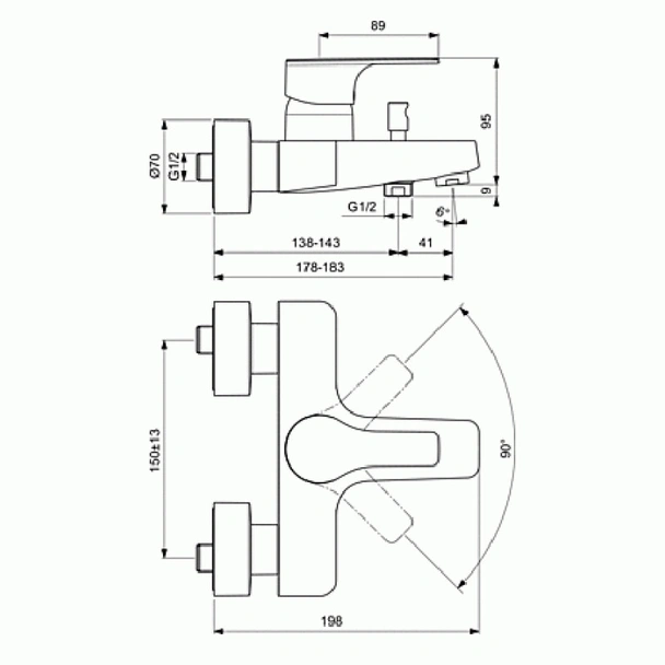 Стенен смесител за вана/душ Posh Vidima - Image 2