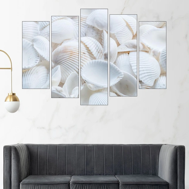 Бели черупки от миди  - картина пано за стена - Image 3