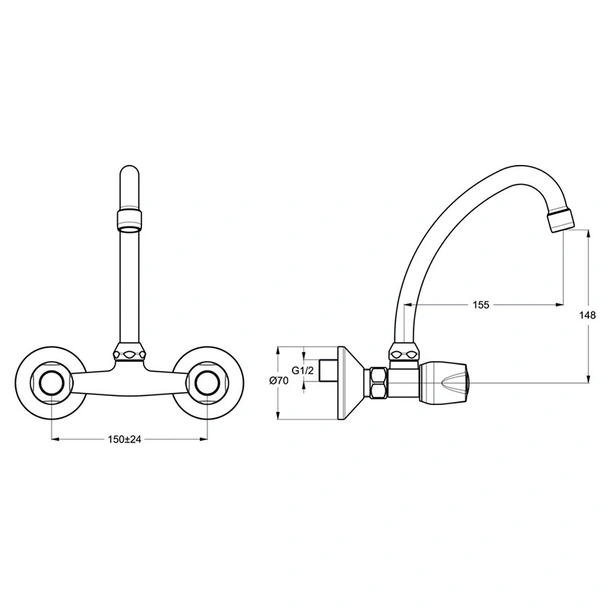 Стенен смесител за баня Искър VIDIMA - Image 2