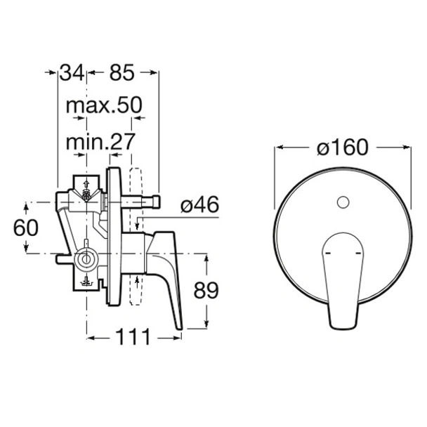Вграден смесител  за вана/душ с авт. превключвател atlas Roca - Image 2