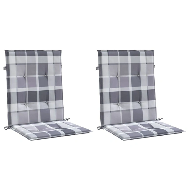 Възглавници за столове 2 бр сиво каре 100x50x3 см - VL314155 - Image 3