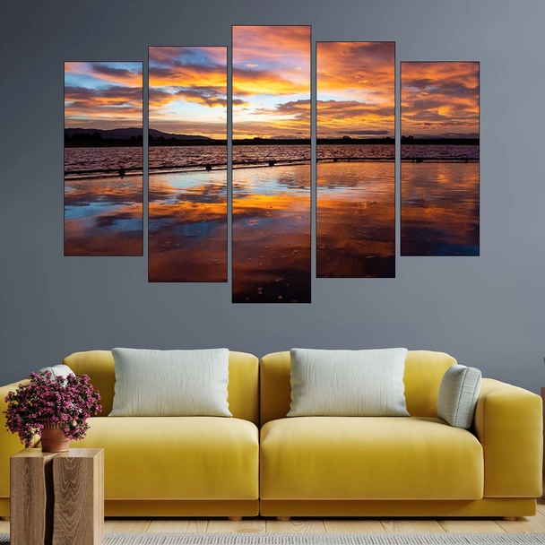 Изгрев над езеро в Япония - картина пано за стена - Image 3