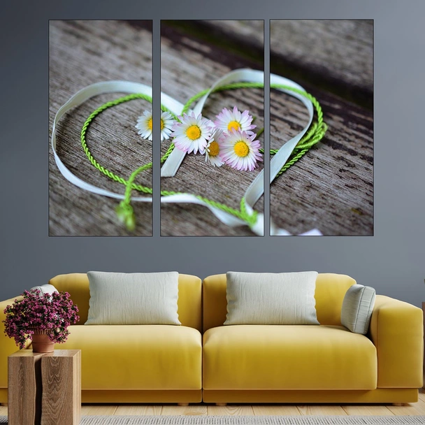 Маргаритки и сърце - картина пано за стена - Image 2
