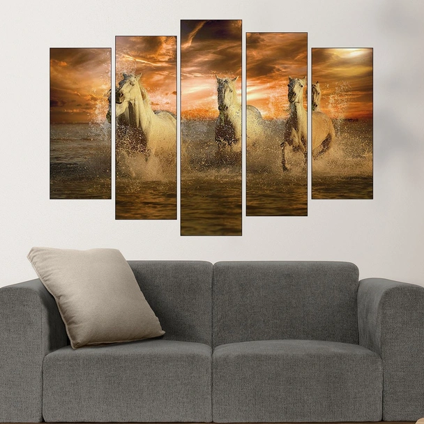 Препускащи коне на плажа  - картина пано за стена - Image 3