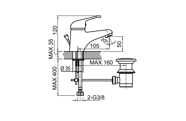 Стоящ смесител за мивка Rodas FAYANS - Image 2