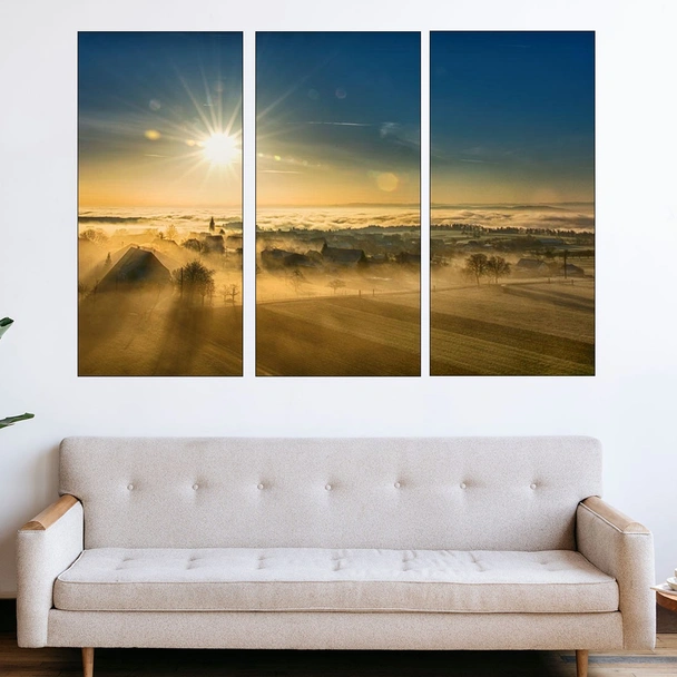 Изгрев над село - картина пано за стена - Image 2