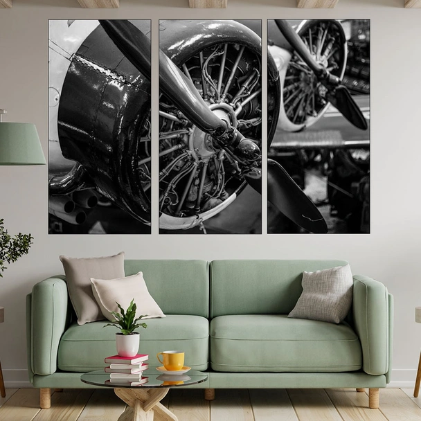 Двигател на самолет от WW2 - картина пано за стена - Image 2