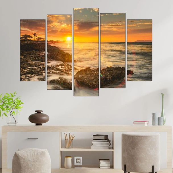 Красив залез над океана - картина пано за стена - Image 3