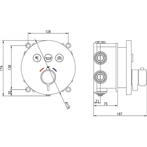 Месингов смесител за вграждане с термостат черен мат INTER CERAMIC - Image 2
