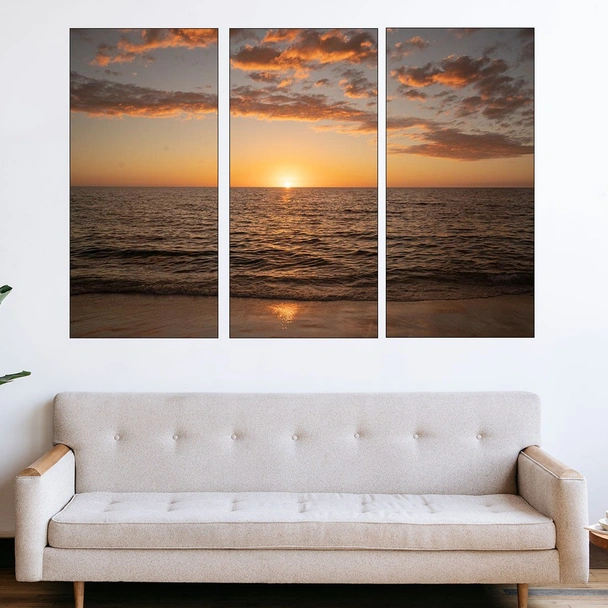 Облаци и залез над открито море - картина пано за стена - Image 2