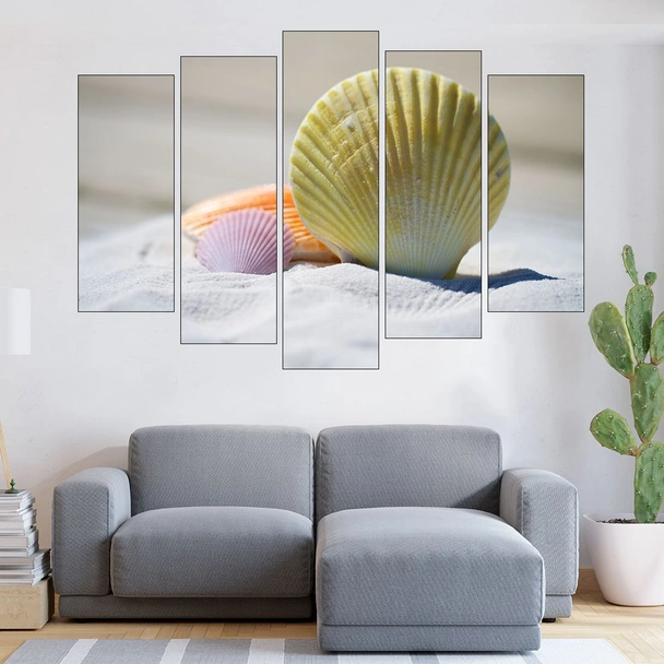 Черупки от миди в пясъка - картина пано за стена - Image 3