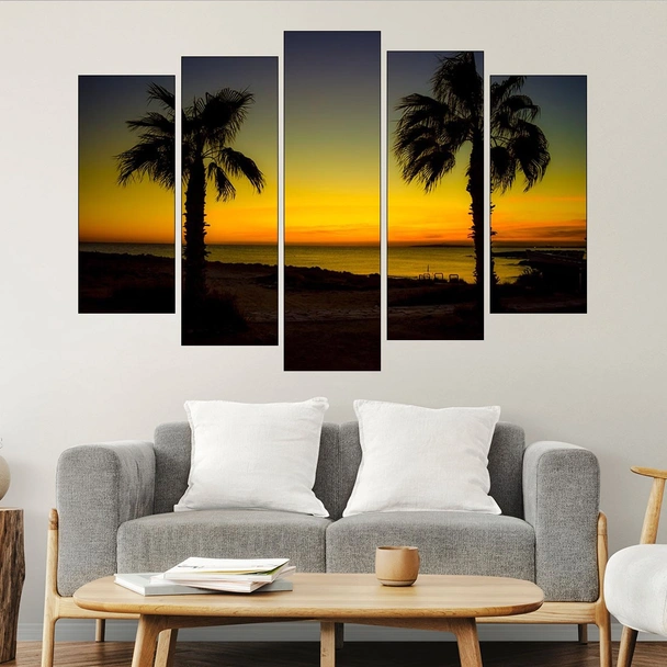 Палми по зелез слънце - картина пано за стена - Image 3