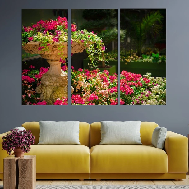 Градина с цъфнали цветя - картина пано за стена - Image 2