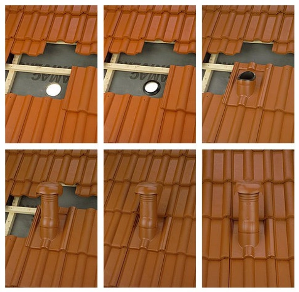 Комплект керемида отдушник DuroVent Атика Antic ø100 мм кафяв BRAMAC - Image 4