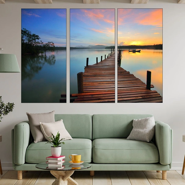 Дървен кей в езерото - картина пано за стена - Image 2