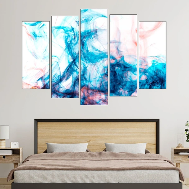 Абстракция - синьо и оранжево мастило - картина пано за стена - Image 3