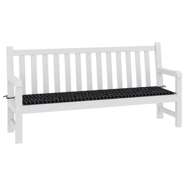 Възглавница за градинска пейка черно каре 200x50x4 см текстил - VL361202 - Image 3