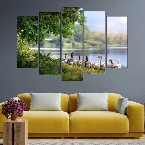 Диви гъски на езерото - картина пано за стена - Image 3