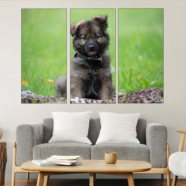 Малко кученце на поляната - картина пано за стена - Image 2