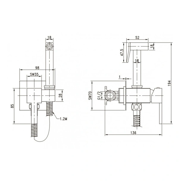 Смесител за вграждане за биде сив ICF 3313GG INTER CERAMIC - Image 3