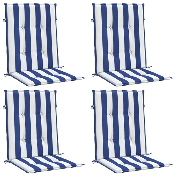 Възглавници за стол с ниска облегалка 4 бр синьо-бяло райе плат - VL361320 - Image 3