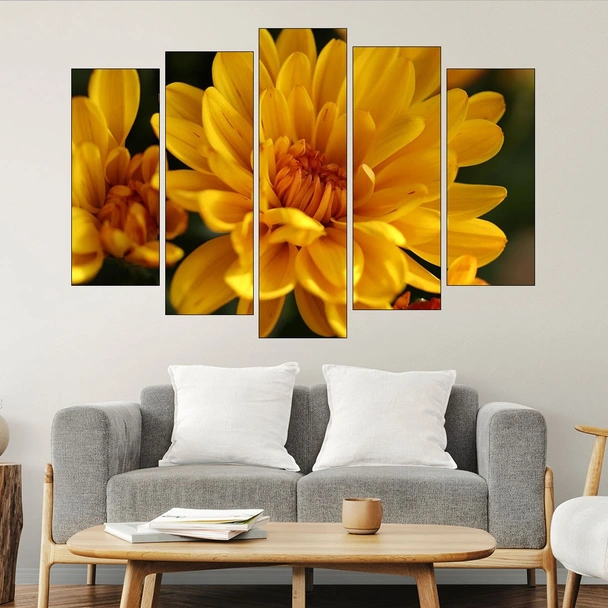 Близък план на жълта хризантема - картина пано за стена - Image 3