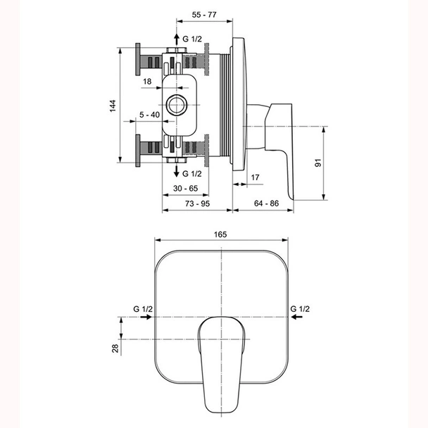 Смесител за вграждане за душ Ceraplan III  VIDIMA - Image 2