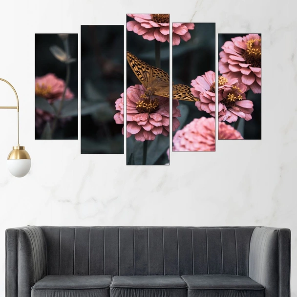 Пеперуда кацнала на цвете - картина пано за стена - Image 3