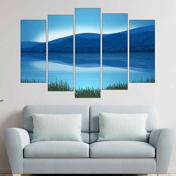 Рисунка на езеро и планини - картина пано за стена - Image 3