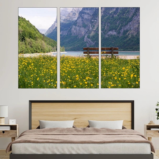 Езеро и поляна в Алпите - картина пано за стена - Image 2