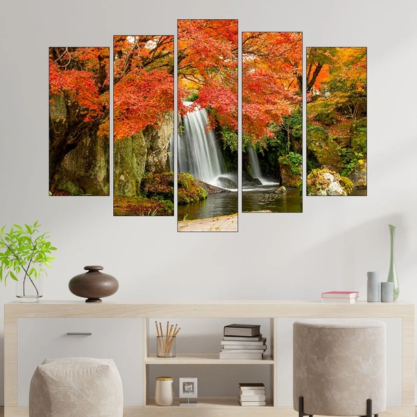 Горски водопад през есента - картина пано за стена - Image 3