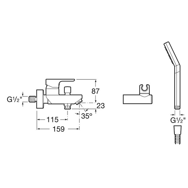 Смесител за вана/душ с акс  l20 - ROCA - Image 3