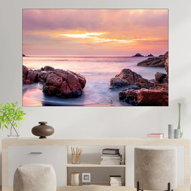 Каменист морски бряг в Исландия - картина пано за стена