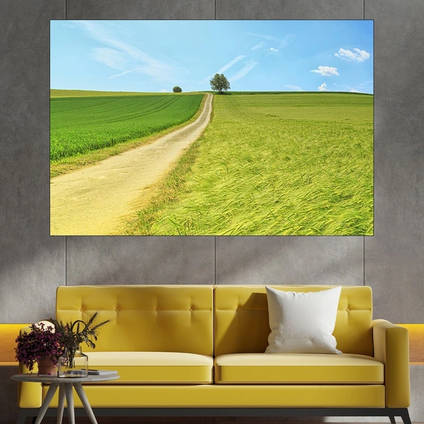 Черен път в полето - картина пано за стена