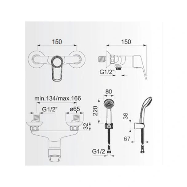 Смесител за вана/душ с аксесоари Theia FAYANS - Image 2