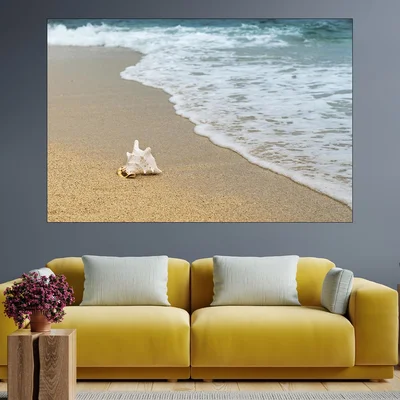 Рапан на самотен плаж - картина пано за стена